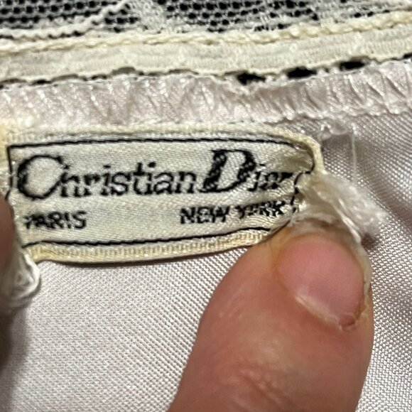 Vintage CHRISTIAN DIOR Satin Baby Pink Lace Cami  Size Large - Picture 7 of 9